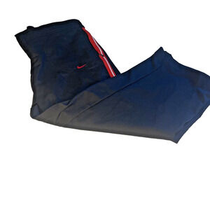 Nike Cropped Black Pants Medium Logo zip up Pockets Elastic Back red stripe